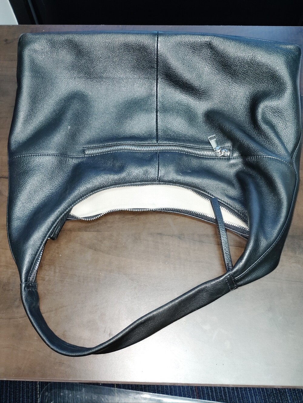 Classic Black Genuine Leather Slouchy Hobo Shoulder Bag - Women's Super Soft ! - Picture 8 of 13
